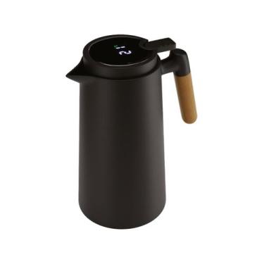 Imagem de Garrafa Térmica De Plástico Com Termometro Preta 1L - Lyor - Geral, 1L