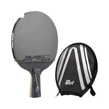 Imagem de Raquete De Tênis De Mesa Profissional Preta De 7 Camadas Com Borracha 