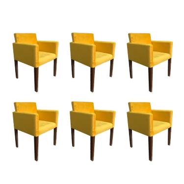Imagem de Kit 6 Poltronas Nina Estilo Retrô Tecido Suede Amarelo Rud House