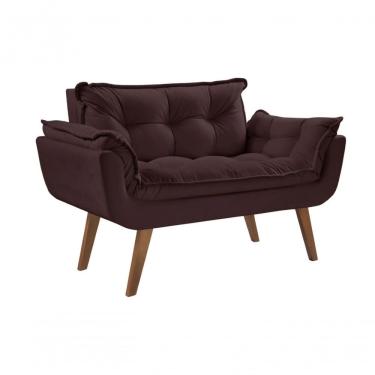Imagem de Poltrona Namoradeira Opalla 2 Lugares Suede Marrom D Salla