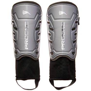 Imagem de Caneleira Futebol Futsal Society Iron Com Tornozeleira - Cinza Prata - Par