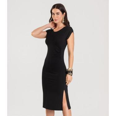 Imagem de Vestido Feminino Decote Canoa Midi Dianna Preto, P, Preto