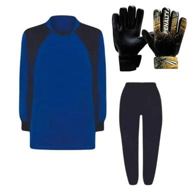 Imagem de Kit de Goleiro Infantil Camisa + Calça Acolchoada + Luva-Unissex