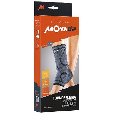 Imagem de Tornozeleira Elástica Com Silicone De Compressão Mova Up Cinza Tam G - Unidade