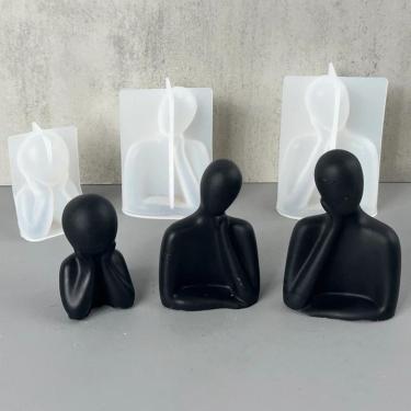 Imagem de Estatueta Decorativa Trio Família Gesso Abstrata Minimalista para Sala Quarto Escritóri...