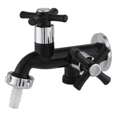 Imagem de Torneira para Tanque Ou Máquina 1028 1-4 de Volta de Parede em Plástico ABS Preta com C...