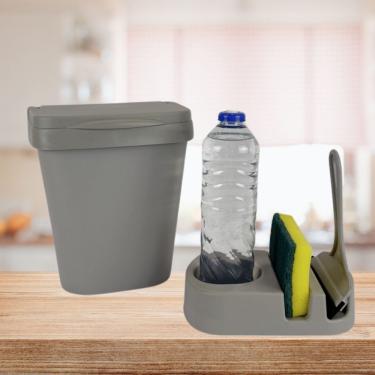 Imagem de Kit Cozinha 3 Peças Kit Elegance Cinza 5L em Plástico e Polipropileno com Tampa Organiz...