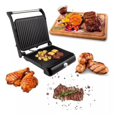Imagem de Grill Multifuncional Antiaderente Elétrico 180º Lanche Churrasco Chapa