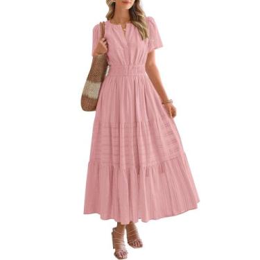 Imagem de Vestido casual BTFBM feminino, verão 2025, decote em V, cintura elásti