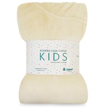 Imagem de Roupao Infantil Com Capuz Appel Microfibra Flannel Kids Bege, G