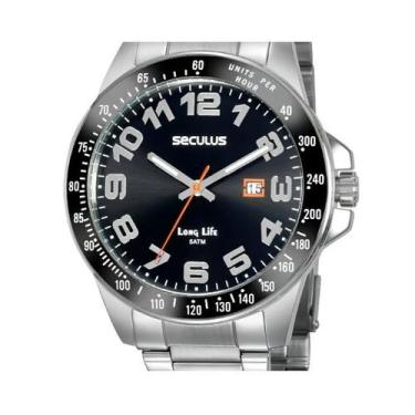 Imagem de Relógio Seculus Masculino Aço Prata Calendário 45mm 5ATM