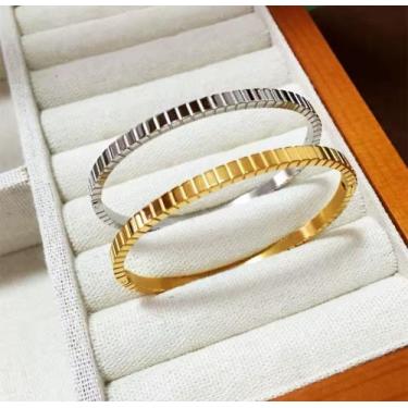 Imagem de Bracelete feminino aço inoxidável banhado ouro a Prova D'agua/Pulseira