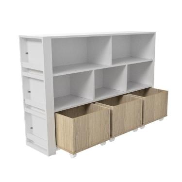 Imagem de Organizador Infantil Napoleão Baús e Porta Livros MDF Branco Woodcore