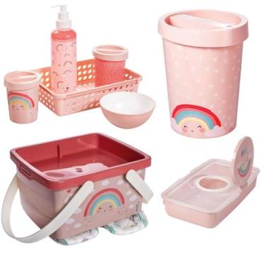 Imagem de Kit Higiene Bebê 4 Pçs Plasútil Lixeira Porta Fraldas Lenços - PLASUTI
