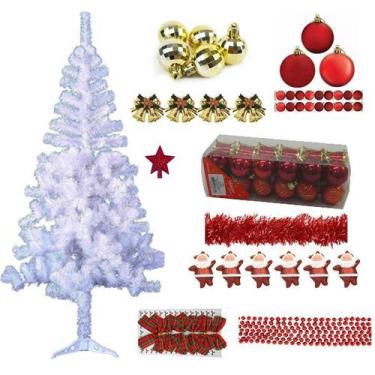 Imagem de Árvore De Natal Branca 1,80m 320 Galhos Decorada Com 93 Enfeites Itens