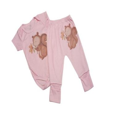 Imagem de Kit Body e Calça Bebe Bichinhos Estampa Digital Manga Curta Conjunto I
