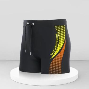 Imagem de Calções De Banho Masculinos De Secagem Rápida Com Estampa Geométrica E