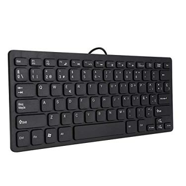Imagem de Teclado espanhol, miniteclado durável sem atenuação, design à prova de respingos de 78 teclas para Office Black Home