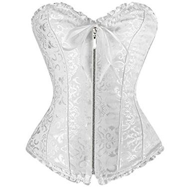 Imagem de SevenDwarf Espartilhos femininos plus size para mulheres com amarração e corpete floral para corpete, lingerie, corpete, corselete top de corte P-5GG, Estilo 2, P