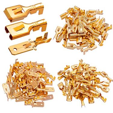 Imagem de Twidec 150Pcs 6.3Mm Macho Fêmea Conector De Pá Terminais De Crimpagem De Emenda Rápida Conector De Fio Não Isolado Para Fiação Elétrica Relé Alto-Falante De Áudio Do Carro N-005-6.3