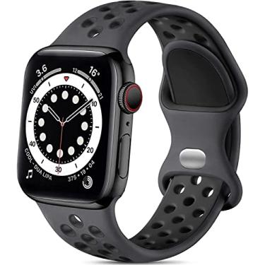 Imagem de Lerobo Pulseiras esportivas femininas e masculinas de silicone macio e respirável de 45 mm, 44 mm, 42 mm e 49 mm, compatível com Apple Watch Ultra 2 SE iWatch séries 9, 8, 7, 6, 5,