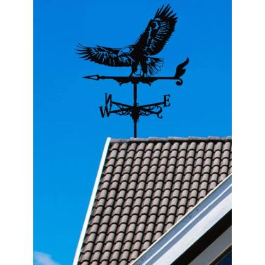 Imagem de Van meteorológico de metal, catraca de vento grande, decoração do indicador de direção do vento para decoração de telhado de pátio de jardim de galpão 60 x 30 cm (Flying Eagle)
