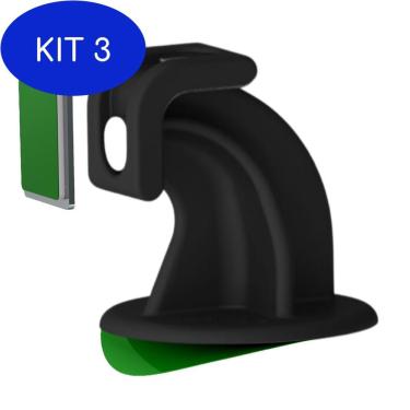 Imagem de Kit 3 Trava Porta Magnético Adesivo De Chão Rodapé - Preto