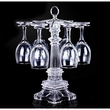 Imagem de Suporte de armazenamento de 6 ganchos de vidro para mesa com suporte de armazenamento de vidro e 6 hastes de arte, suporte de armazenamento de 6 taças de vinho