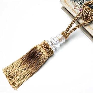 Imagem de 1 peça cortina tieback corda borla acessórios de janela cristal frisado ouro cordão decorativo para cortinas fivela corda acessórios quarto, amarelo escuro, 2 peças