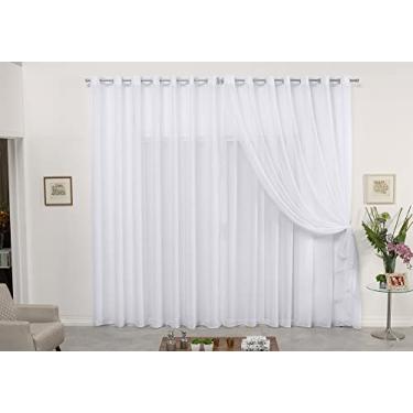 Imagem de Cortina De Varão Voil Duplo Branco 3,00x2,80 Sala Ou Quarto
