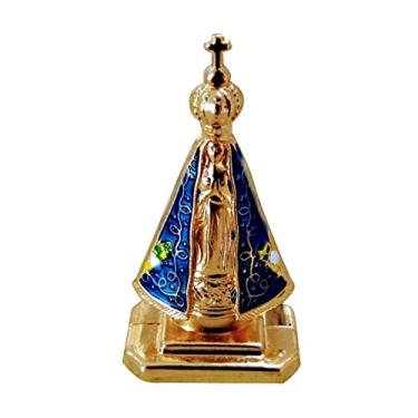 Imagem de Miniatura Imagem Nossa Senhora Aparecida Para Painel de Carro Metal Dourada Autocolante 5cm