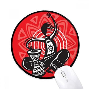 Imagem de DIYthinker Esboço do pandeiro Celebre o México Mexicano Mouse Pad Desktop Escritório Tapete Redondo para Computador