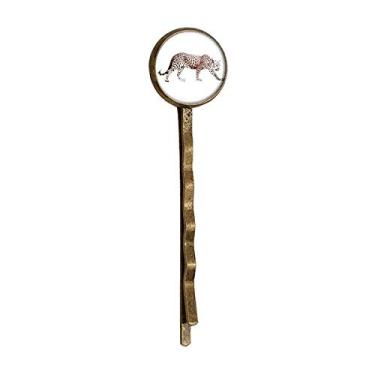 Imagem de Cheetah Brown Animal Art Deco Presente Moda Retrô Metal Cabelos Grampo Headwear
