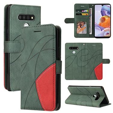 Imagem de Capa carteira para LG Stylo 6, compartimentos para cartão, fólio de couro PU de luxo anexada à prova de choque capa flip com fecho magnético com suporte para LG Stylo 6 (verde)