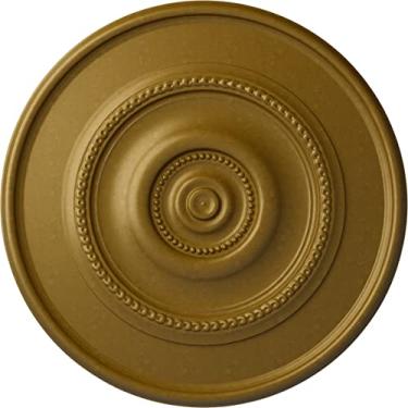 Imagem de Ekena Millwork CM30DYACS 30" OD x 2 P Dylar Medalhão de teto (serve em toldos de até 6 1/4"), pintado à mão, cobre antigo, 30"OD x 2 1/4"P (Fits Canopies up to 6 1/4"), Hand-Painted Gold