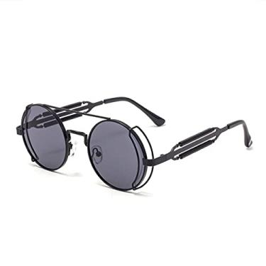Imagem de Óculos de Sol Redondos Steampunk Moda Masculina Retro Punk Óculos de Sol Para Mulheres Tons Vintage, 6, Tamanho Único