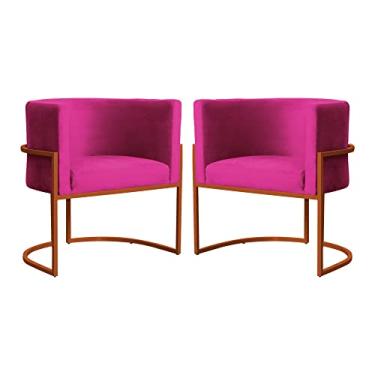 Imagem de Kit 02 Poltrona Luana Base Bronze Para Sala Veludo Cores - DS Estofados