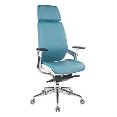 Imagem de cadeira de escritório mesa de escritório e cadeira de couro PU multifuncional giratória elevador de cadeira cadeira de computador cadeira de trabalho ergonômica cadeira de jogo (cor: azul, tamanho: