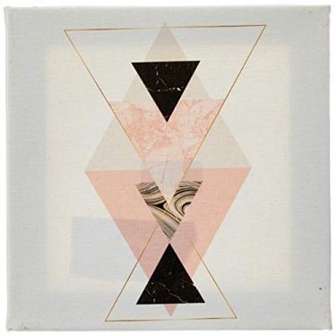 Imagem de Arte Maníacos Quadro Decorativo em Tela Canvas Geométrico Triângulos Ampulheta - 32.5 x 23 cm, Rosa,
