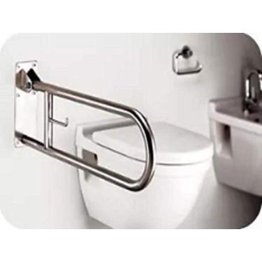 Imagem de Alca Barra De Apoio Em Inox Articulada Com Porta Papel 60cm