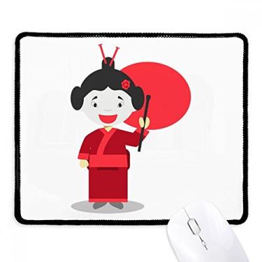 Imagem de Mousepad branco vermelho japonês desenho animado borda costurada tapete de borracha para jogos