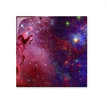 Imagem de Azulejo de cerâmica brilhante azul vermelho nuvens estrelas galáxia pedra adornada tijolo vitrificado