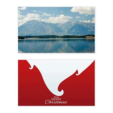 Imagem de Mountain River Forest Reflection Sky Cloud Holiday Merry Christmas Congrats Card Christmas Letter Message