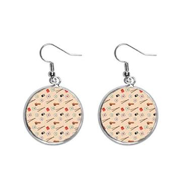 Imagem de Brinco feminino com pingente de orelha com pauzinhos de sushi rosa japoneses