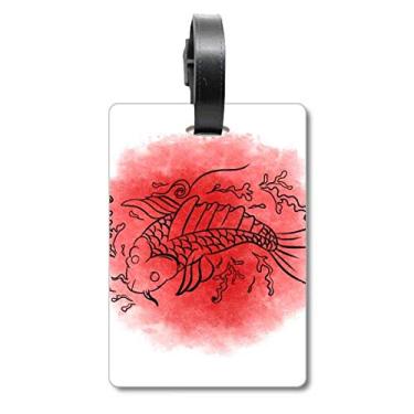 Imagem de Japan Culture Goldfish Ilustration Mala Etiqueta Bagagem Cartão de Bagagem Etiqueta Scutcheon Etiqueta