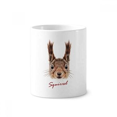 Imagem de Little Brown — Suporte para caneta de escova de dentes de animal de esquilo com orelhas longas e suporte de cerâmica