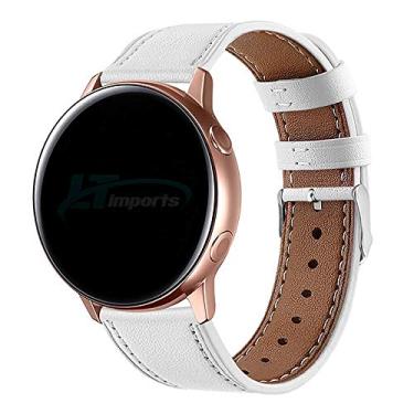 Imagem de Pulseira 20mm Couro compatível com Samsung Galaxy Watch Active 1 e 2 - Galaxy Watch 3 41mm - Galaxy Watch 42mm - Amazfit GTR 42mm - Amazfit GTS - Amazfit BIP - Marca LTIMPORTS (Branco)