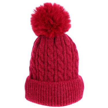 Imagem de Gorro para clima frio Gorro de inverno tricotado crânio boné grosso (vermelho) Suprimentos quentes