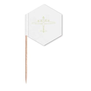 Imagem de Arma de aeronave militar Art Deco presente bandeiras modernas palitos de cupcake palitos festa celebração