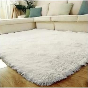 Imagem de Tapete Felpudo Macio pelos alto 1,00 x 1,50 BRANCO